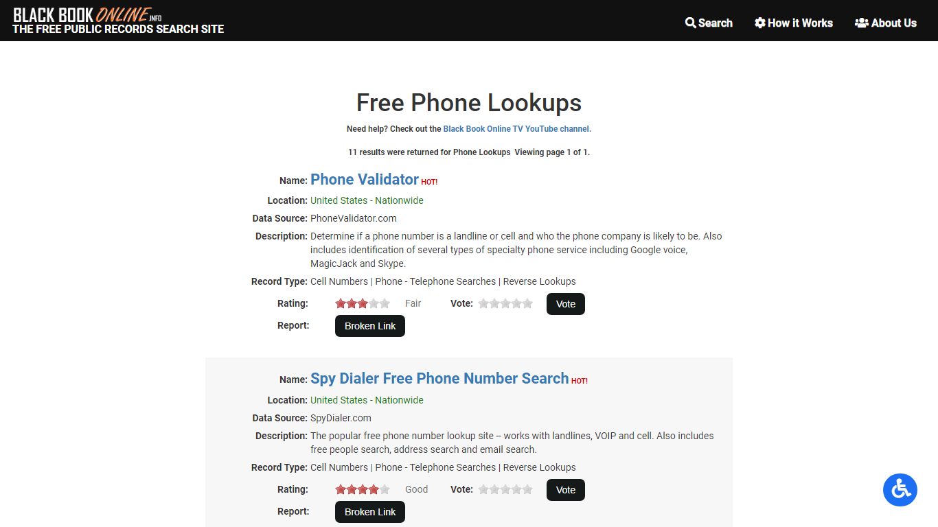 Phone Lookups | Black Book Online